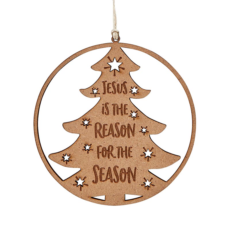 Laser Cut Wood Ornament - Jesus Is The Reason For The Season Tree