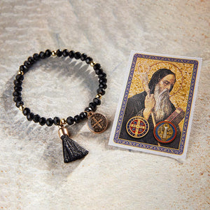 Saint Benedict Charm Bracelet With Prayer Card