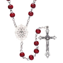 Maroon Round Bead Rosary