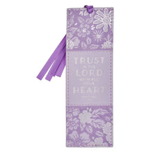 Trust in the Lord Heart Lilac Faux Leather Bookmark - Proverbs 3:5