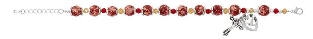 RED MARBELINE ROSARY BRACELET