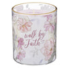 Walk by Faith Pink Aloe Bamboo Scented Candle in A Glass Jar - 2 Corinthians 5:7