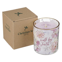 Walk by Faith Pink Aloe Bamboo Scented Candle in A Glass Jar - 2 Corinthians 5:7