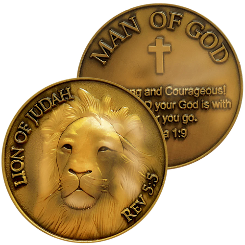 Man of God/Lion of Judah Christian Challenge Coin