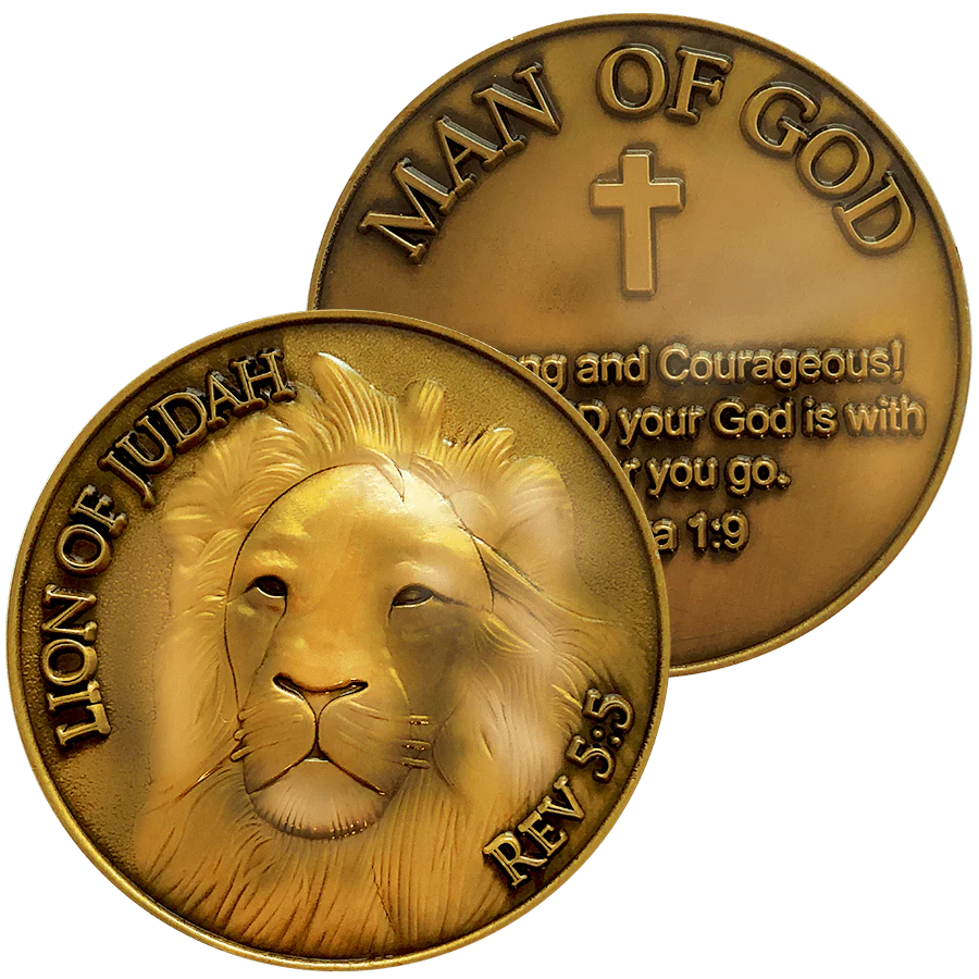 Man of God/Lion of Judah Christian Challenge Coin