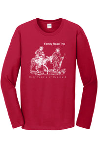 Family Road Trip - Holy Family Long Sleeve Cherry Red Shirt - 2X-Large