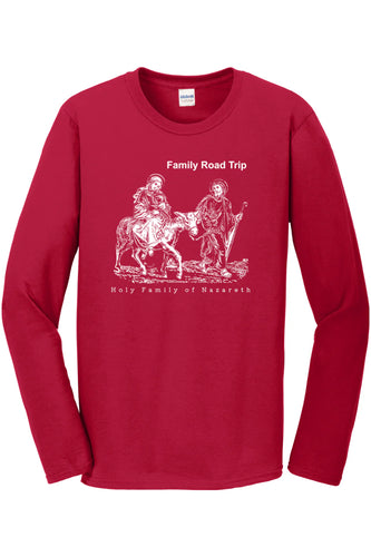 Family Road Trip - Holy Family Long Sleeve Cherry Red Shirt - 2X-Large