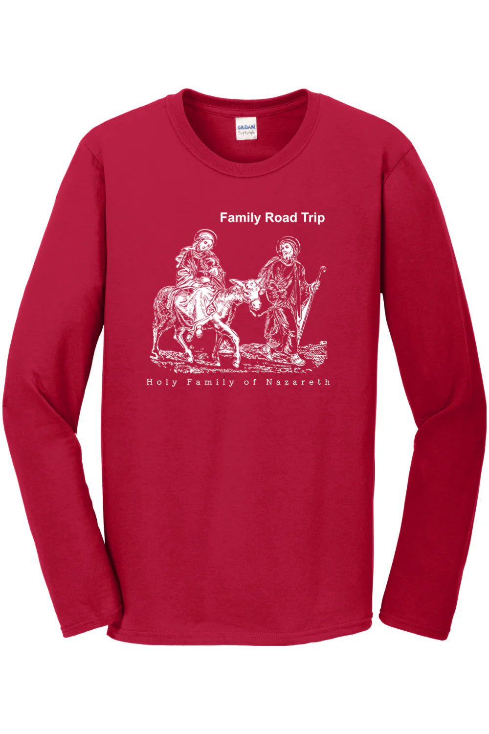 Family Road Trip - Holy Family Long Sleeve Cherry Red Shirt - X-Large