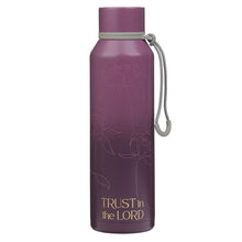 Trust in the Lord Plum Floral Stainless Steel Water Bottle - Proverbs 3:5