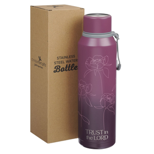 Trust in the Lord Plum Floral Stainless Steel Water Bottle - Proverbs 3:5