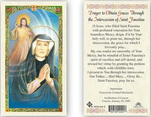 Intercession of Saint Faustina / Divine Mercy Image Prayer Card