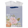 Congratulations Blue Floral Large Portrait Gift Bag