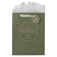 I Am With You Always Sage Botanical Large Portrait Gift Bag - Matthew 28:20