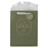I Am With You Always Sage Botanical Large Portrait Gift Bag - Matthew 28:20