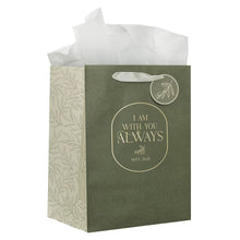 I Am With You Always Sage Botanical Large Portrait Gift Bag - Matthew 28:20