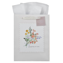 Thinking of You Cream Wildflower Large Portrait Gift Bag - Philippians 1:3-4