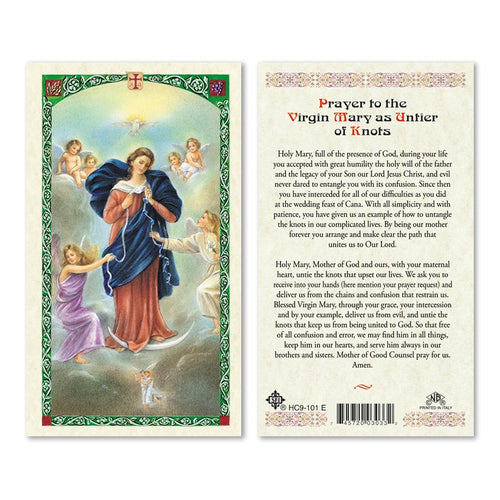 VIRGIN MARY AS UNTIER OF KNOTS LAMINATED PRAYER CARD