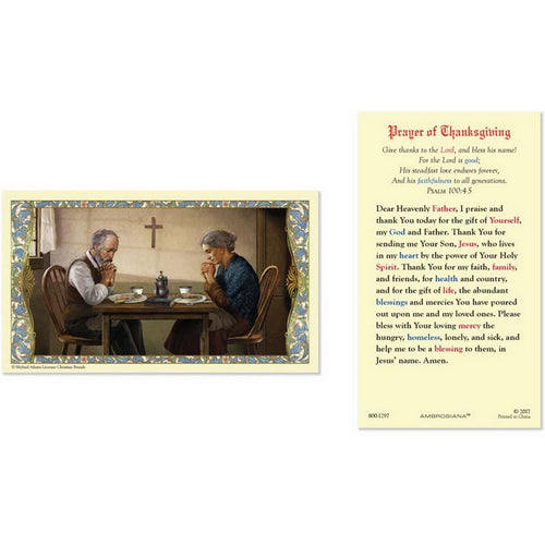 Prayer of Thanksgiving Prayer Card