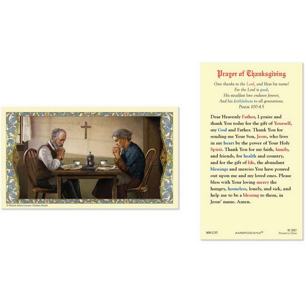 Prayer of Thanksgiving Prayer Card