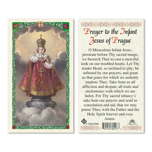 Infant of Prague Prayer Card
