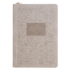 Sufficient Grace Taupe Faux Leather Classic Journal with Zipper Closure - 2 Cor 12:9
