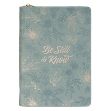 Be Still and Know Teal Floral Faux Leather Classic Journal with Zipper Closure - Psalm 46:10