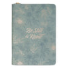 Be Still and Know Teal Floral Faux Leather Classic Journal with Zipper Closure - Psalm 46:10