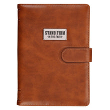 Stand Firm in the Faith Honey-Brown Faux Leather Journal Cover with Magnetic Closure - 1 Corinthians 16:13