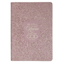 Be Still and Know Mauve Floral Faux Leather Slimline Journal - Psalm 46:10
