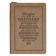 The Lord Is My Shepherd Tan Faux Leather Zippered Slimline Journal - Psalm 23:1-3