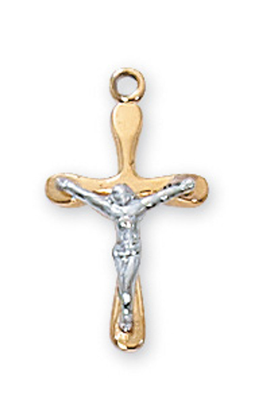 TWO-TONE GOLD/STERLING CRUCIFIX PENDANT