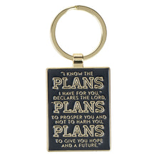 The Plans Modern Blue Grid Keychain in a Gift Tin - Jeremiah 29:11