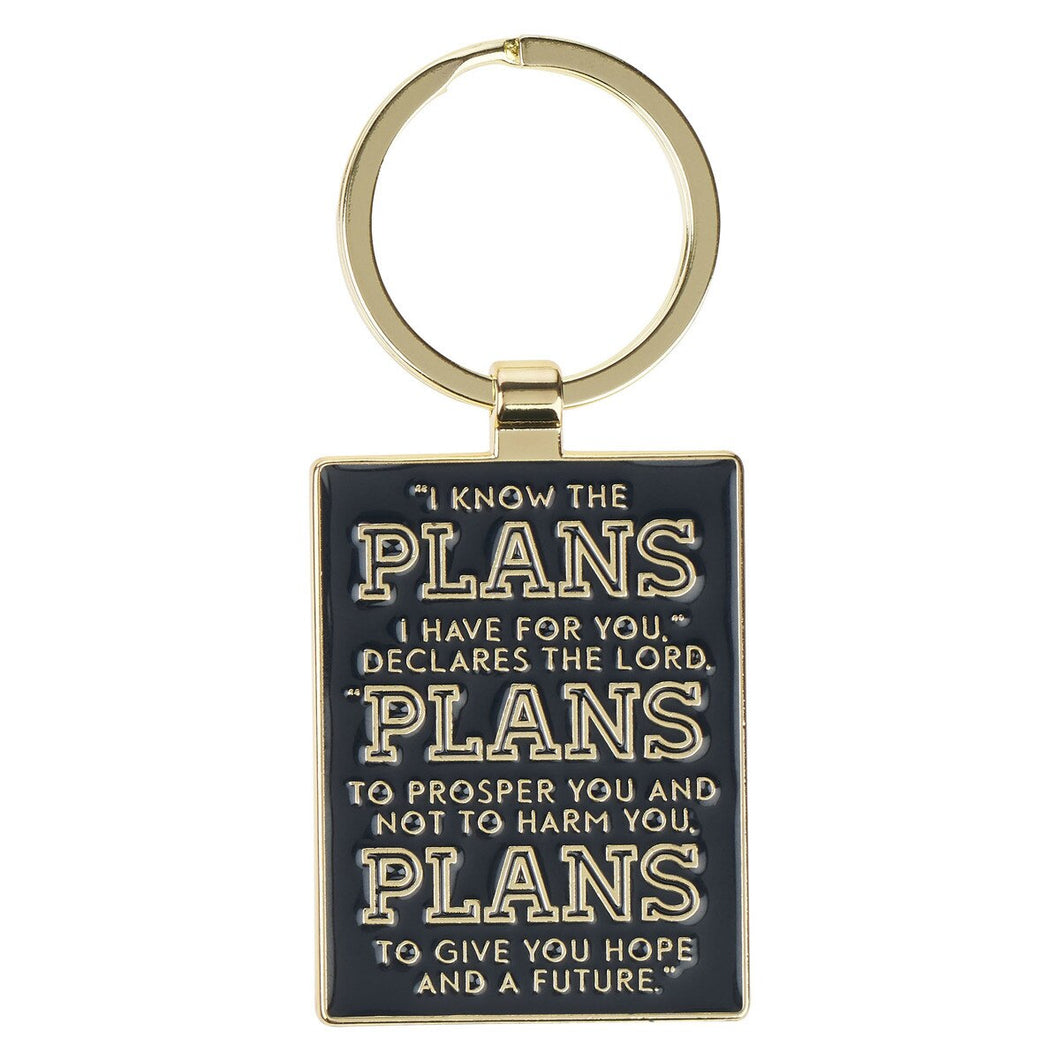 The Plans Modern Blue Grid Keychain in a Gift Tin - Jeremiah 29:11