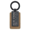 Be Strong Tan Faux Leather and Gunmetal Gray Keychain - Ephesians 6:10