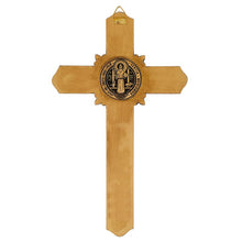 Saint Benedict Antique Gold Fleur-De-Lis Wall Crucifix