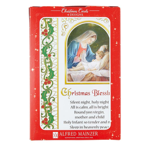 Boxed Christmas Cards - Christmas Holly (4 Asst) - 12 cards/bx