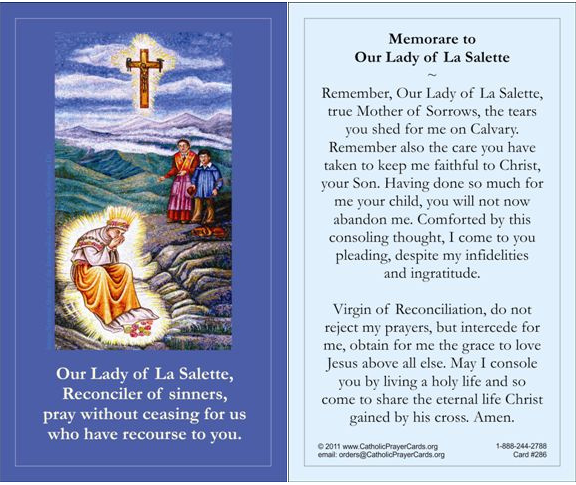 Our Lady of LaSalette Prayer Card