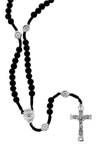 Black Wood Corded Holy Spirit Rosary