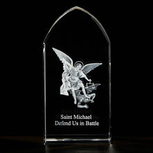Saint Michael Etched Glass Standing Plaque