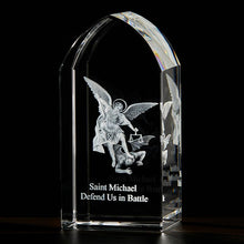 Saint Michael Etched Glass Standing Plaque