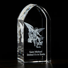 Saint Michael Etched Glass Standing Plaque