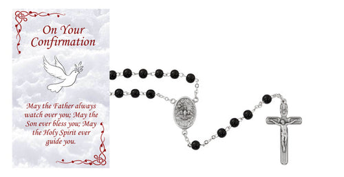 Black Glass Confirmation Rosary