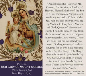 Our Lady of Mt. Carmel Prayer Card
