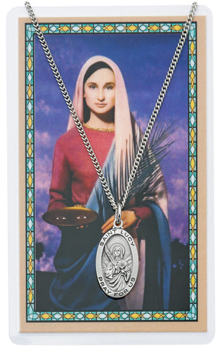 St. Lucy Prayer Card with Pewter Medal