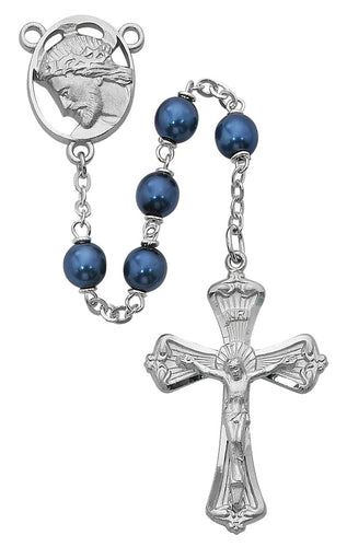 7mm Blue Metalic Rosary