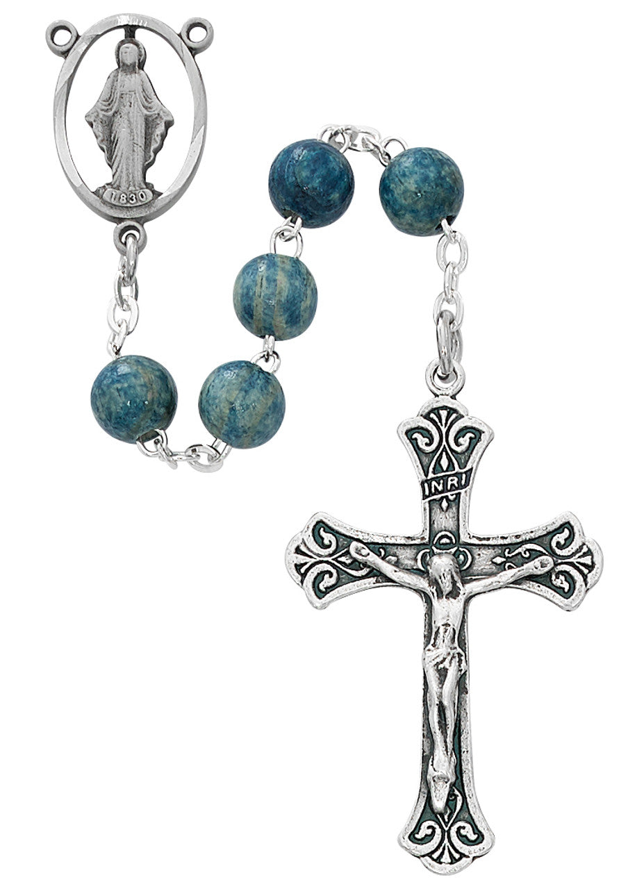 7MM BLUE WOOD ROSARY