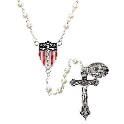 Pope Leo Rosary with Pearl Beads