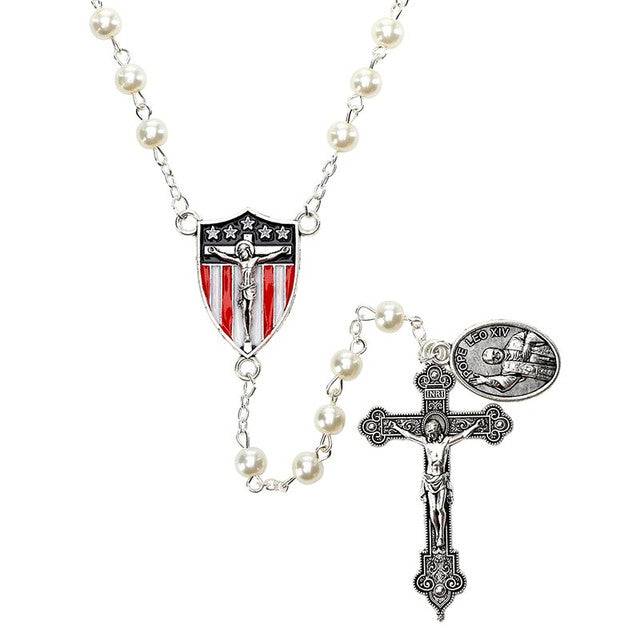 Pope Leo Rosary with Pearl Beads