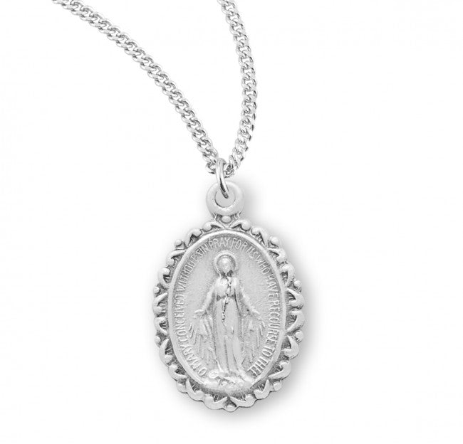 Sterling Silver Oval Miraculous Medal