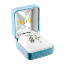 Sterling Silver Small St. Michael Medal with Small Crucifix Set